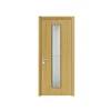 wooden door for bathroom with glass design