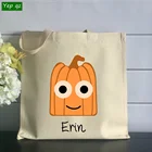 High quality childlike interest halloween trick or treat silkscreen nature color custom canvas tote bag