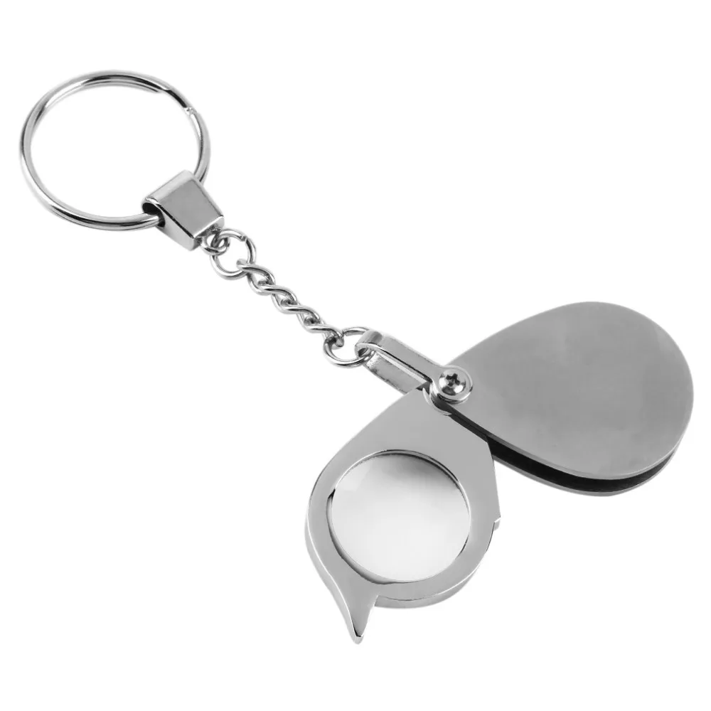 Free hot selling New design Portable 8X Folding Key Ring Magnifier with Key Chain Daily Magnifying Tool EA