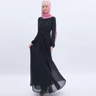 Stock spot goodds stock muslim dress chiffon clothing big size Arab plain color summer fashion abaya dress