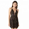 Tight Black Lace Clubwear Sexy Backless Deep V-neck Party Dress for Ladies