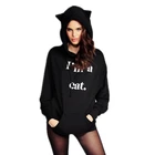 Pure black color women's hoodies Hot sale women letter printing hoodie