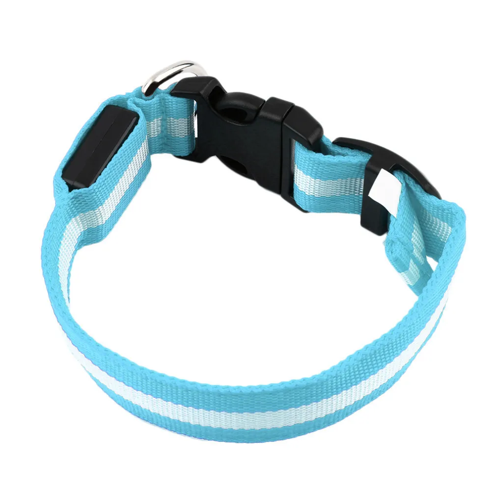LED Nylon Pet Dog Collar Night Safety LED Light-up Flashing Glow in the Dark Lighted Dog Collars Free shipping