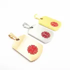 2016 new style Custom charm 316l stainless steel Red Round Medical tags Pendant etched engraved logo pendant
