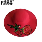 Fashion lady women felt floppy hat with flower for winter