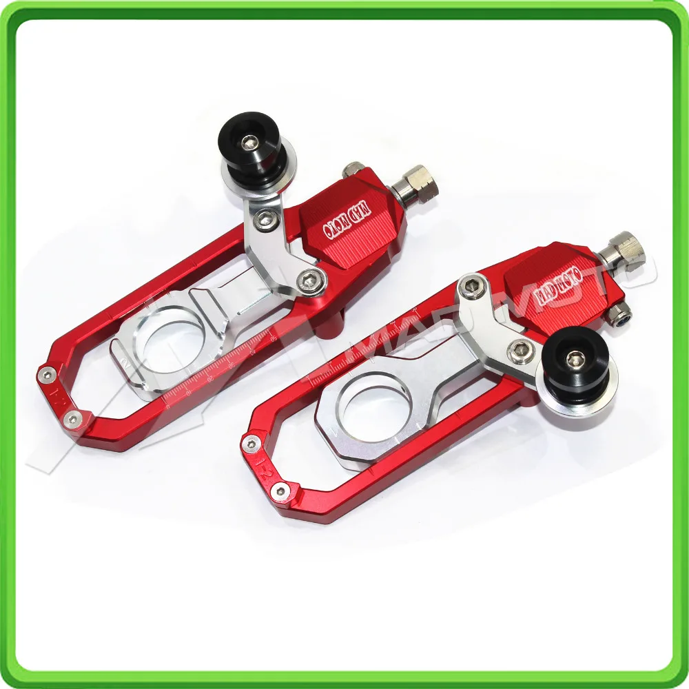 Motorcycle Chain Tensioner Adjuster with bobbins kit for Yamaha R1 YZF-R1 2007 2008 2009 2010 2011 2012 2013 2014 Red&Silver (5)