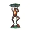 Funny Garden Bronze Sitting Frog Fountain with Lotus Leaf