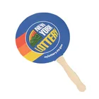 Advertising promotional Wooden Handle Paper Paddle Hand Held Fans