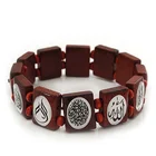 W171 brown 20cm length personalizecd custom religious moslem tile wooden fundraising square bracelet