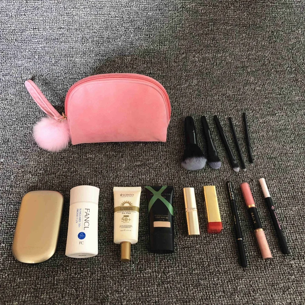 2018 fashion velvet cosmetic bag high quality makeup pouch