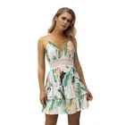 women dress 2019 a-line ladies sexy lace back floral dress short length boho style beach dress summer