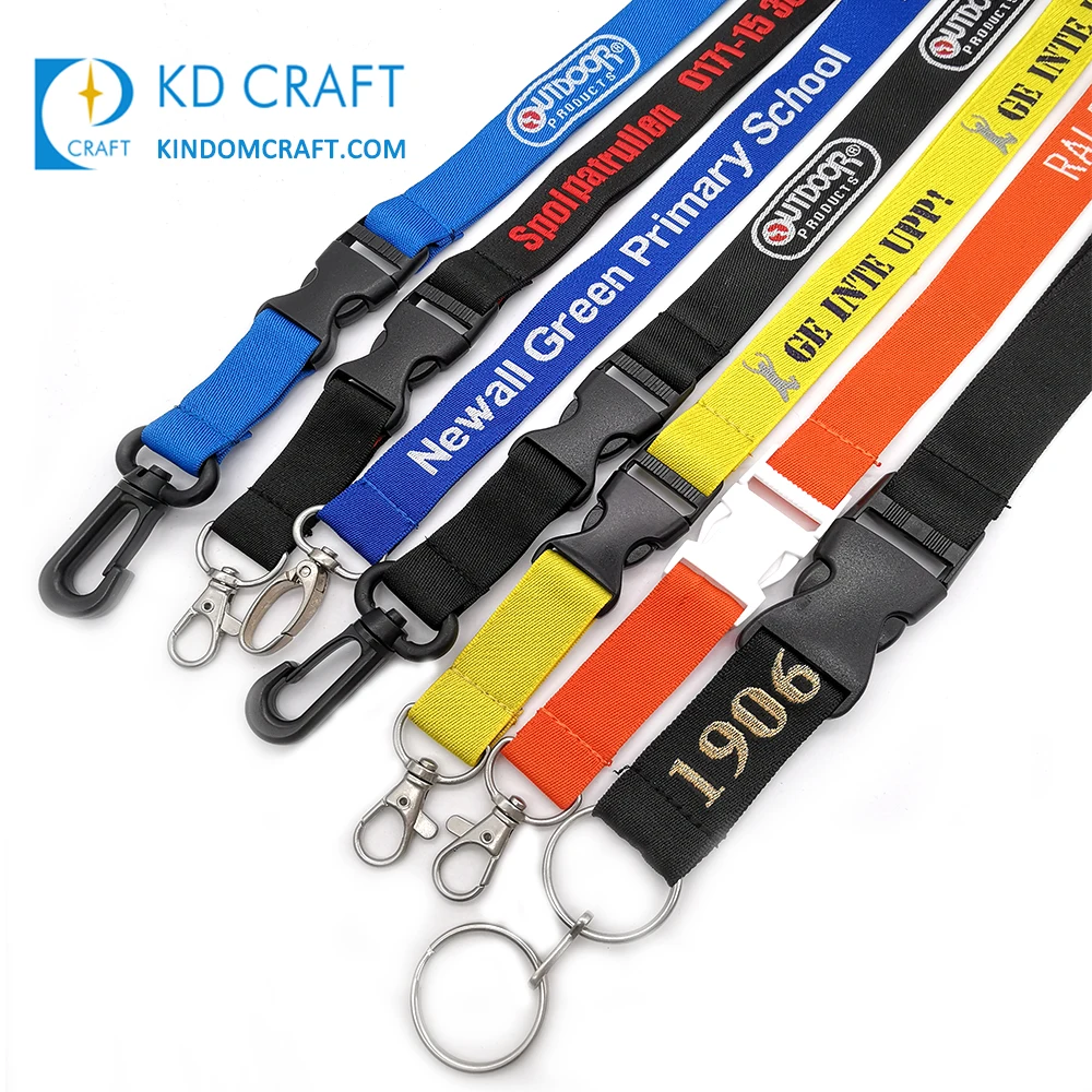 High quality detachable neck strap embroidered jacquard logo personalizado polyester woven custom lanyard