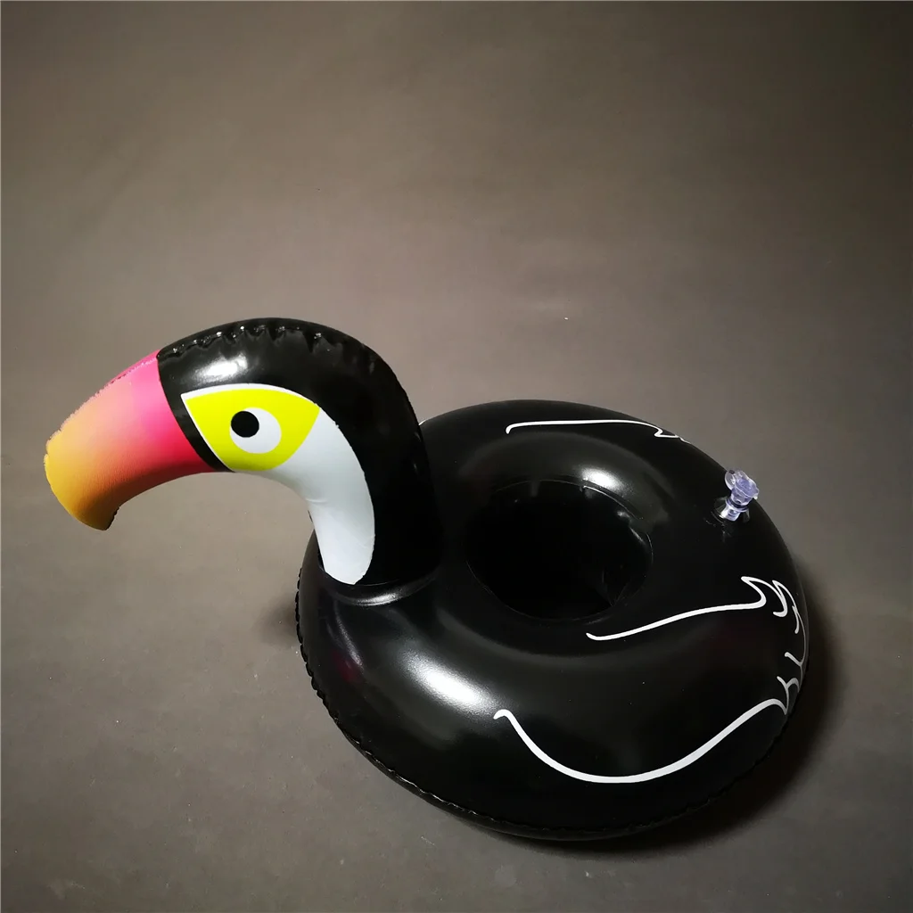 PVC Inflatable water floating toucan beer can drink holder