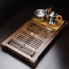 Wholesale factory direct solid wood tea tray drainage water storage kungfu tea set