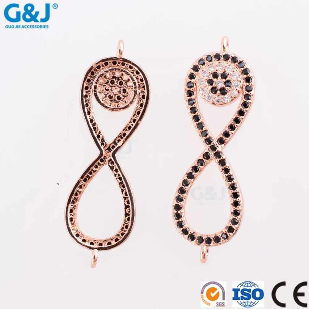 Guojie brand wholesale new design pendant 8 word shape pave colorful crystal pendant