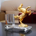 wholesale table fancy crystal pen holder with metal horse gift set