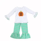 bulk wholesale kids clothing pumpkin baby girls halloween ruffle pants outfit