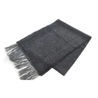 BLUE PHOENIX pure wool herringbone stripe woven black custom thick shawl scarf
