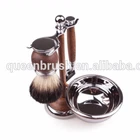 Wholesale Shaving Bowls Wooden Beard Brushes Silvertip Badger Hair Shaving Brush Sets