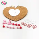 Novelty Stationery Set Heart Shaped Metal Bulldog Paper Clip Cork Board Map Tack Push Pin