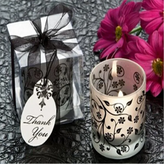 and white tea light candle holder-wedding and party favor guest