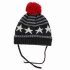 Cotton Lined Toddler Infant Baby Kids Hat Jacquard Star Red Hairball Grey Black Stripe Winter Hat