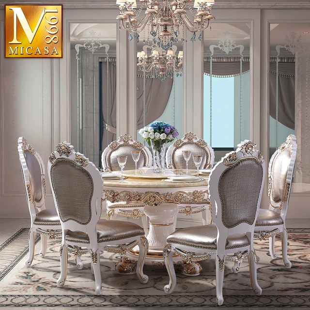 European Luxury Dinning Table Set Round French Dining Table And Chair Set
