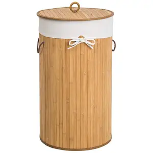 bamboo lidded laundry basket
