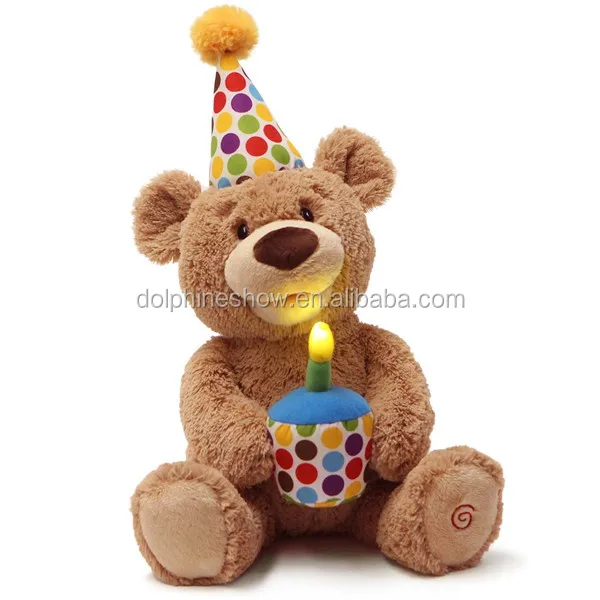 cheap happy birthday teddy bear soft plush toy with cake low moq
