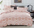 Woven Geometric Patten Jacquard, 100% Washed Cotton Duvet Cover Set 3 Pieces, Packaging for Bedding, Queen, Tuape