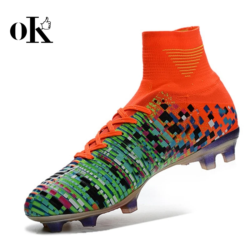 Men Sports High Ankle Indoor Football Boots Shoe Messi Cr7 Turf