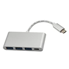 Wholesale Silver Aluminum 3 Port Usb Hub 3.0 High Speed Usb Por Hub Type C charging hub