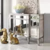 Mirrored Living Room Furniture Hayworth Mirrored Silver Console Chest Buffet Table