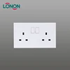250V Max Voltage 13a Double Twim Plug Wall Socket Outlet Switch In White
