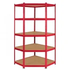Heavy Duty 5 Tier Boltless Red Corner Shelving Rack Display for storage garage shed warehouse