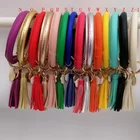 Wholesale Bulk Handmade Key Chain Custom Pu Leather Bracelet Tassel Keychain