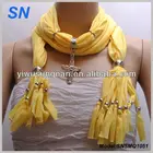 Charm Cross Pendant Embellished Jewelry Scarf