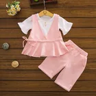Summer thin 3pcs girls boutique clothing set baby and children cotton clothes