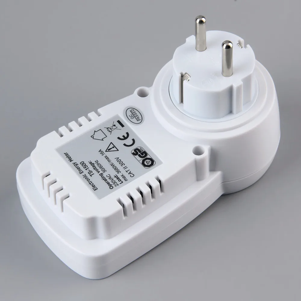 TS-1500 Electronic Energy Meter LCD Energy Monitor Plug-in Electricity Meter for EU Plug Monitor