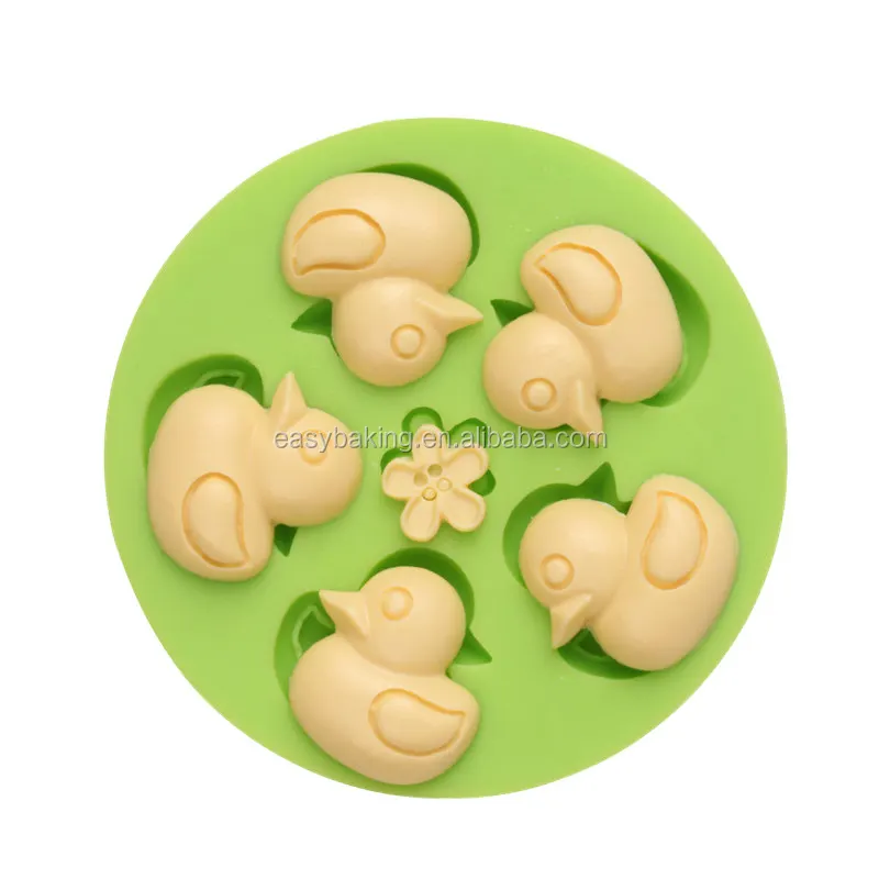 ES-0302 Five Little Duck Round Silicone Molds Fondant Mould for cake decorating.jpg