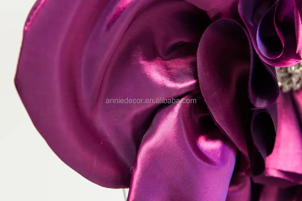 Elegant purple satin chair sashes,beautiful flower shaped wedding chair cover