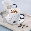Wholesale tea cup set, cartoon cat ceramic coffee mug