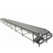 6M Stainless Steel 304 Frame PU Belt Conveyor for food factory with Emergency button and Senors