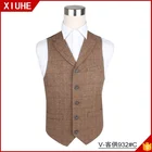 Wholesale Custom tweed cheap waistcoat Men Plaid Formal suit Cotton Vest