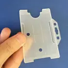 Frosted plastic open face doulbe side insert id badge holder for two cards