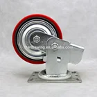 SS 150 mm PU on cast iron Plate swivel 6 inch spring Loaded shock absorber transport trolley caster wheels