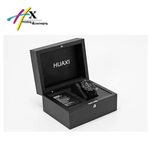accept custom order black wooden watch gift box with pillow