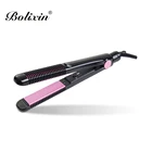 Black professional 2 in 1 hair straightener and curler