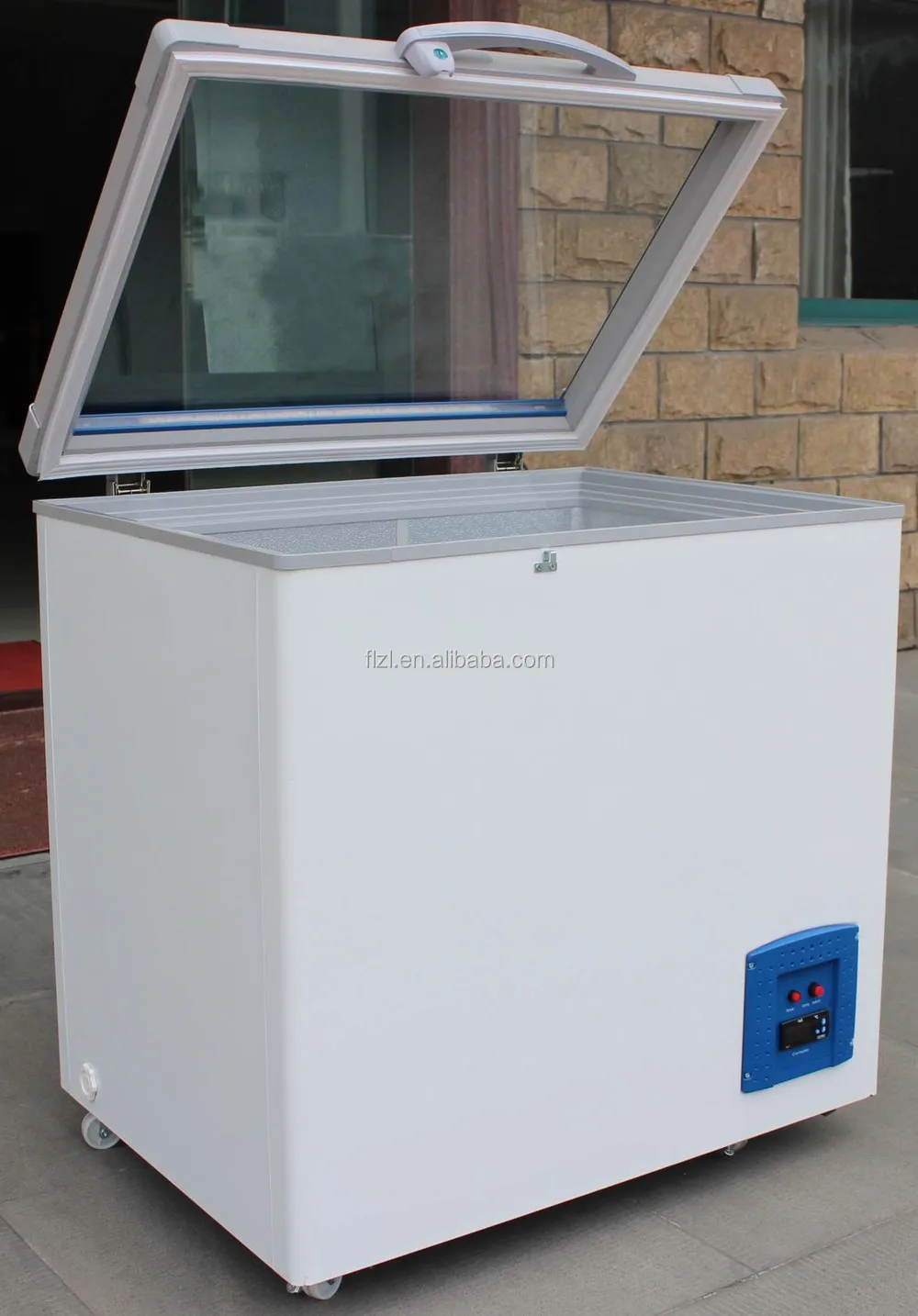 small freezer with glass door