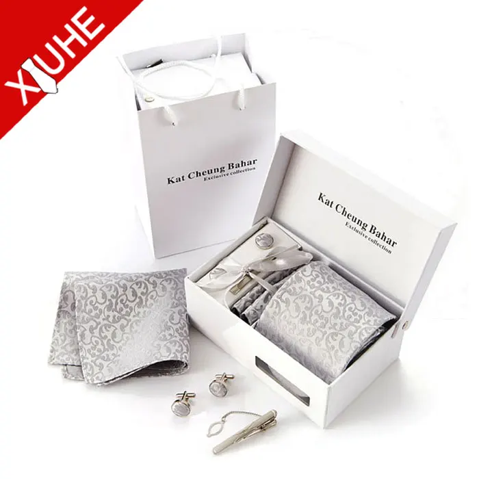 new fashion mens neck tie cufflinks gift set with logo box